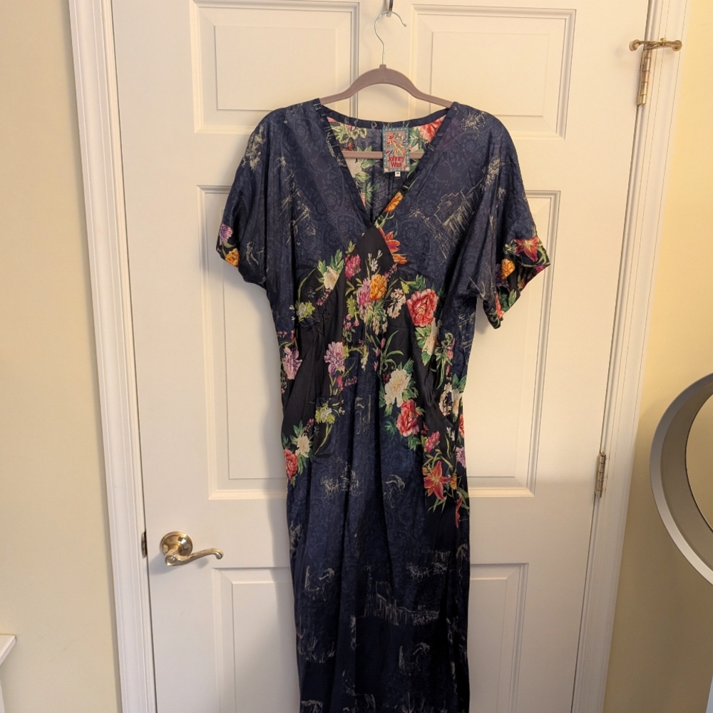Johnny Was Floral V-Neck Midi/Maxi Dress